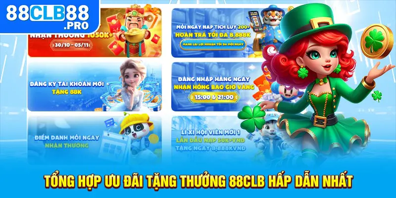 Tổng hợp ưu đãi tặng thưởng 88CLB hấp dẫn nhất